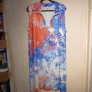 Shoreline Sleeveless Maxi Dress in Blue, Orange and White Floral